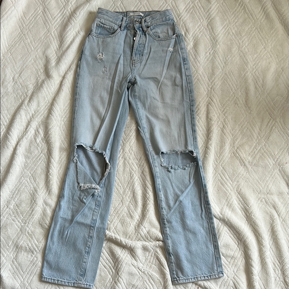 PacSun Dad Jean High-Waisted Distressed Light Blue
